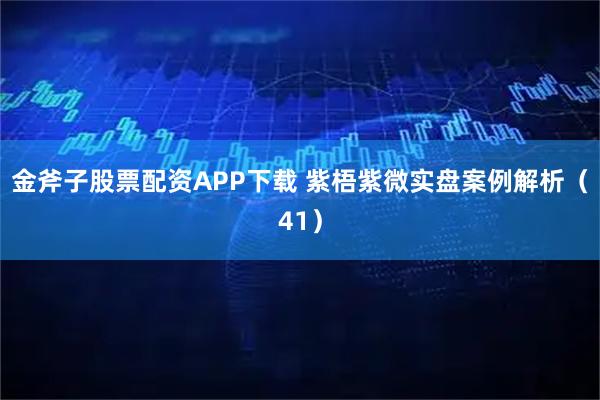 金斧子股票配资APP下载 紫梧紫微实盘案例解析（41）